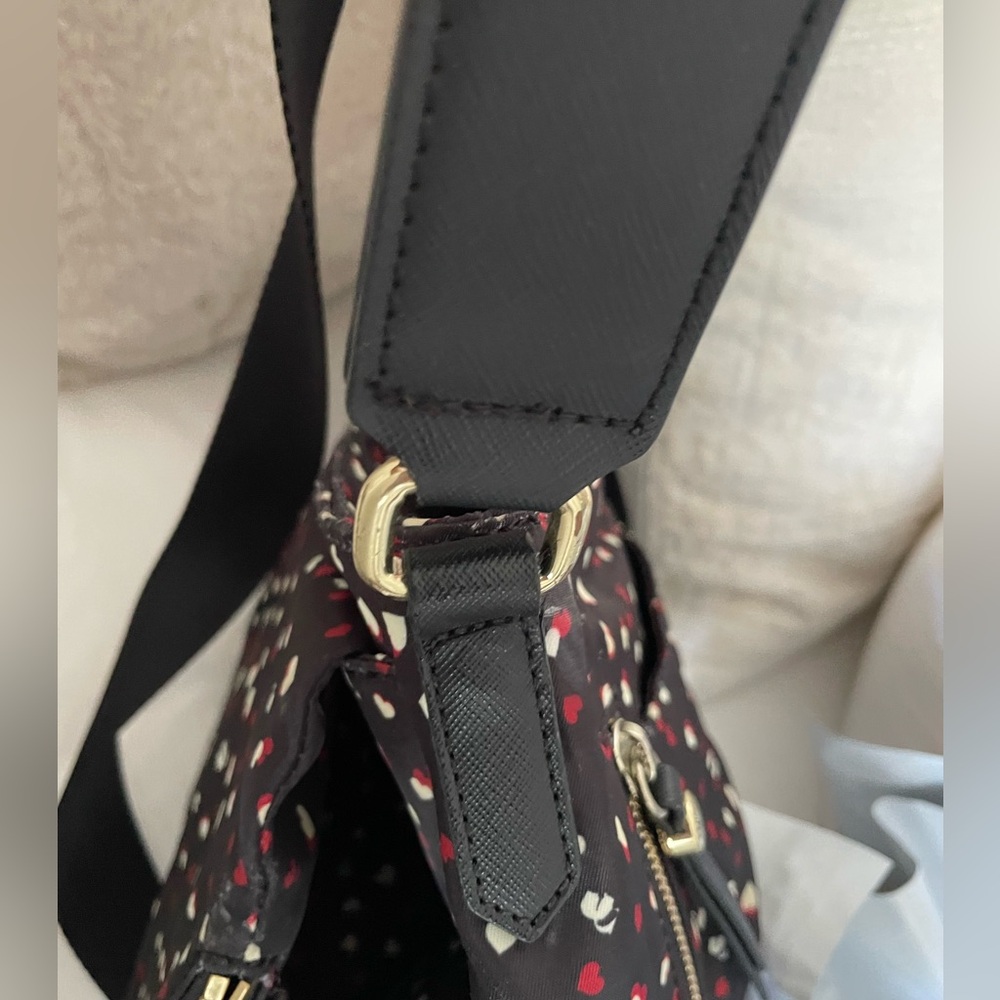 Karl Lagerfeld Paris Cara Black Crossbody Bag with Red and White Hearts - Picture 8 of 10